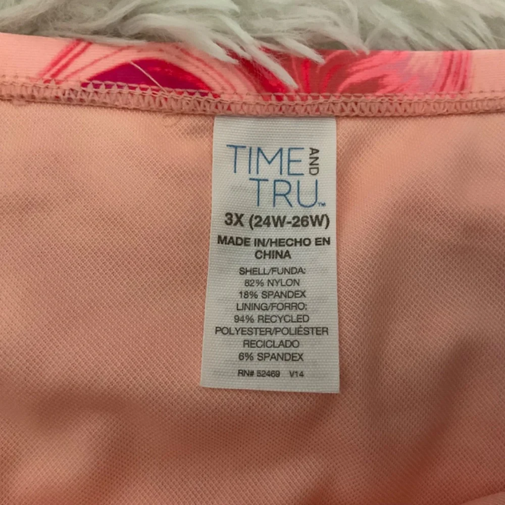 Time and Tru Mid‎ Rise Cheeky Fit Bikini - Pink Marble - Size 3X